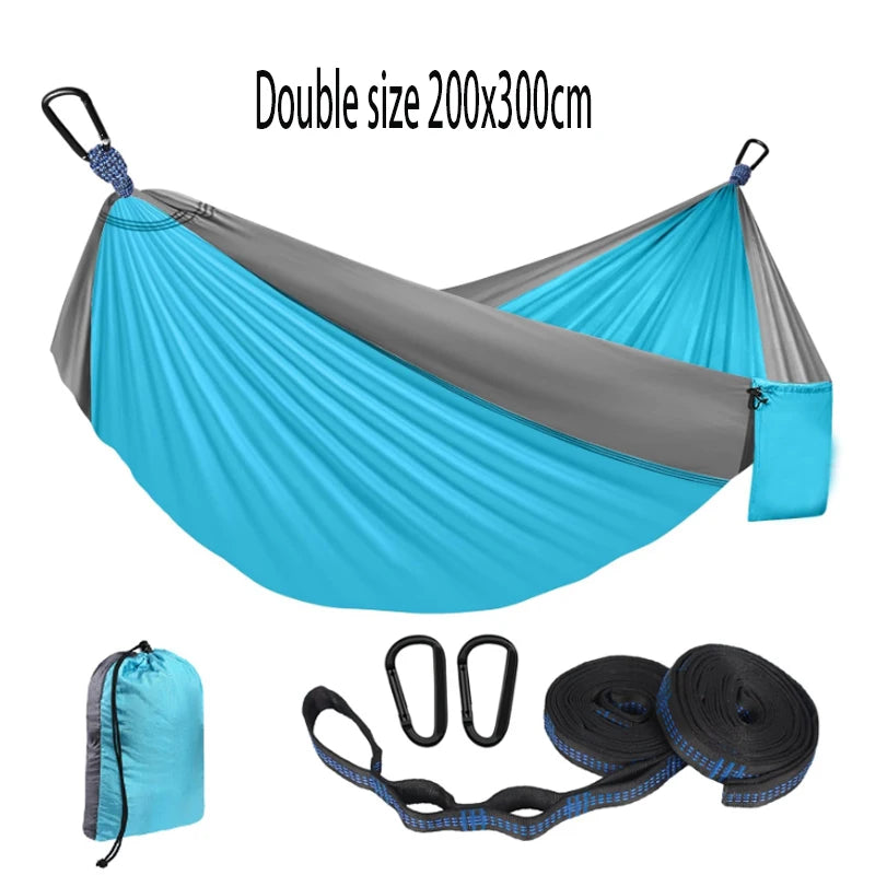 Camping hammock is a portable hammock with tree ties and carry on bags, essential camping equipment
