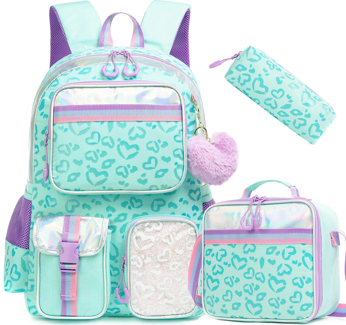Meetbelify Backpack for Girls Schoolbag Aesthetic Backpack for Elementary Student Teen Girls Bookbag with Lunchbox and Penbag