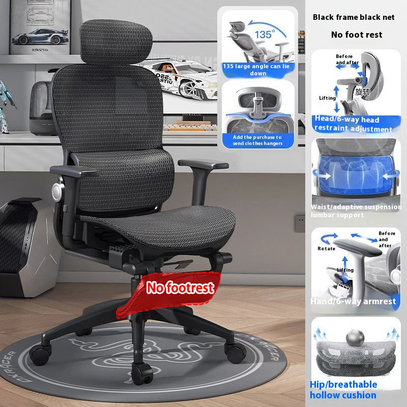 Ergonomic Office Chair High Back Computer Desk Chair 6D Adjustable Headrest And Lumbar Support Mesh Swivel Reclining Gaming Seat