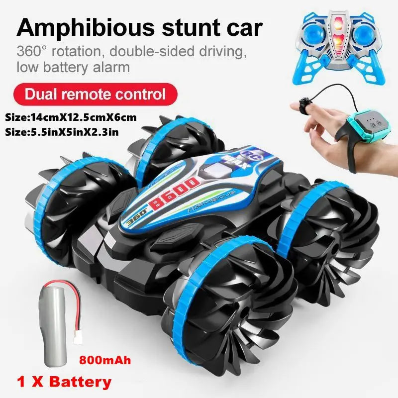 Amphibious RC Car Remote Control Stunt Car Vehicle Double-sided Flip Radio 4WD Drift Off Road Outdoor Toys for Boy Children Gift