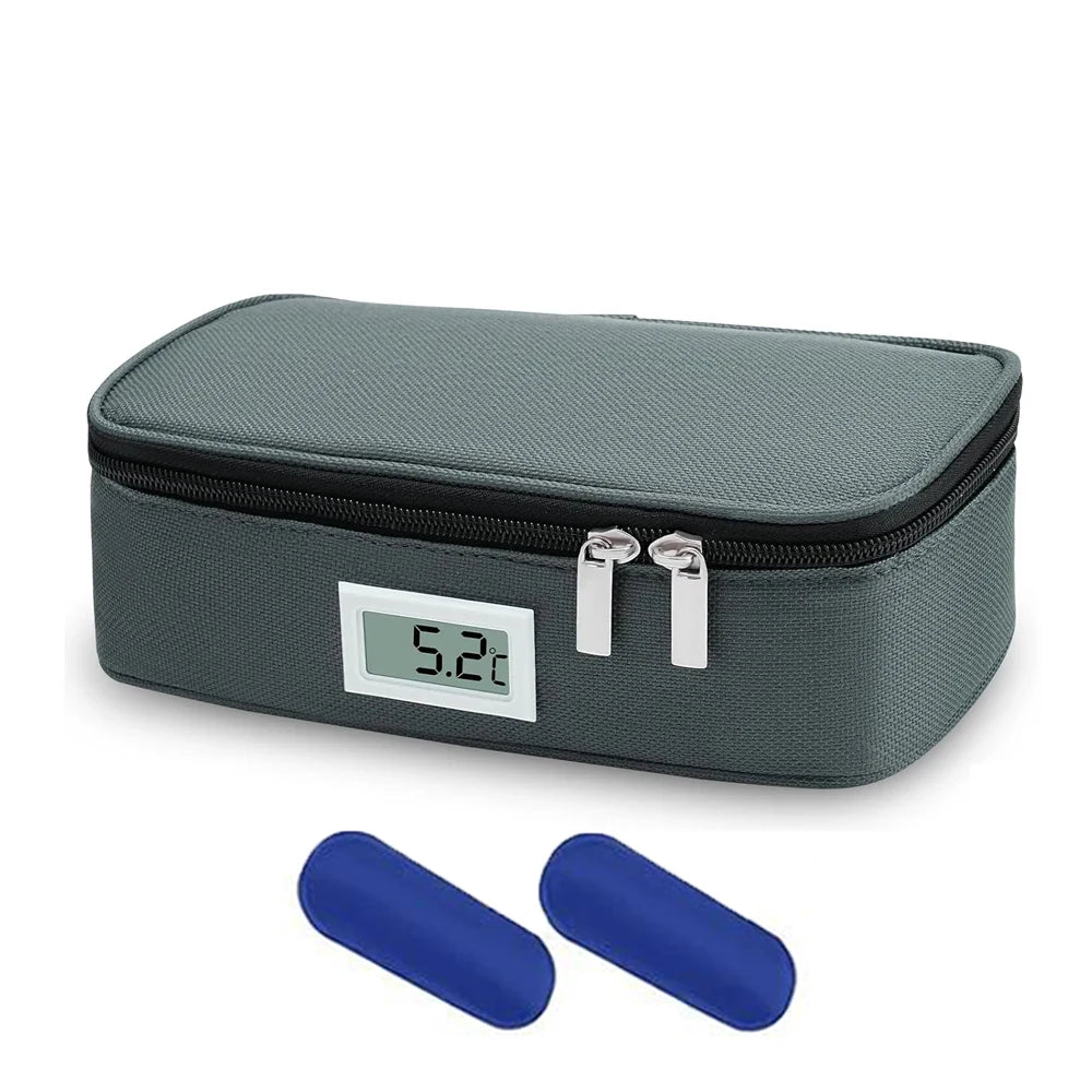 Portable Insulin Cooler Travel Case Diabetic Medicine Small Refrigeration Box With 2 Ice Packs & Digital LED Temperature Display