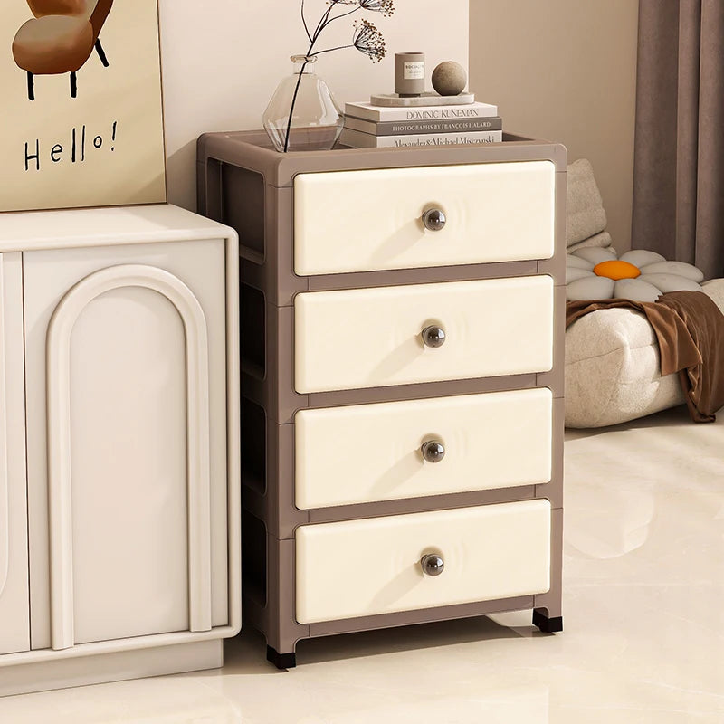 Mobile Multi-Layer Drawer Storage Cabinet,Large Capacity Bedside Table with Wheels for Bedroom/Kitchen/Living Room