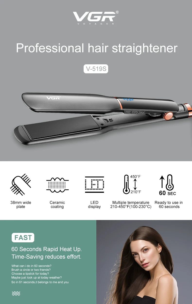 VGR Small Flat Iron Short Hair Pencil Flat Iron Mini Hair Straightener Tiny Hair Straightening Ceramic Beard Straightene V-519