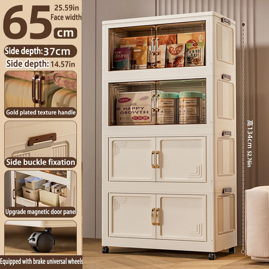 45/55/65cm Length Multifunction Storage Cabinet Large Capacity Foldable Easy-to-Install Storage Box Dustproof Wardrobe