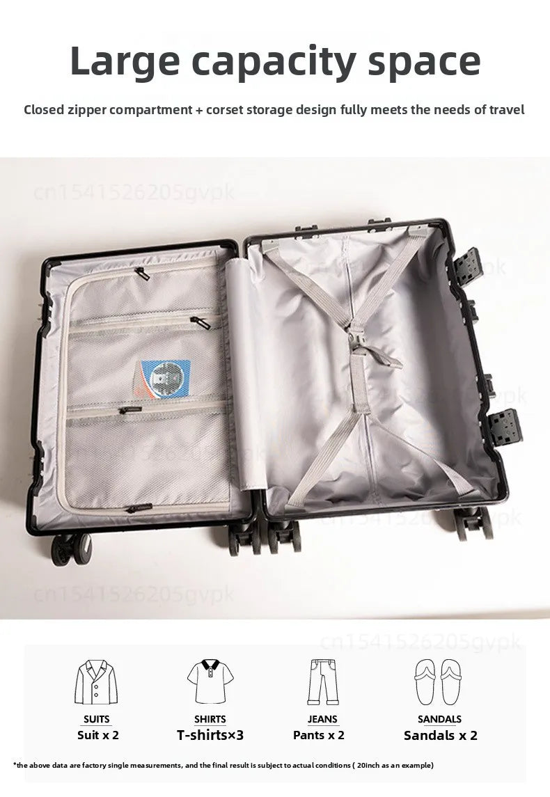 20/24 Inch Large Capacity PC Rolling Luggage Case TSA Combination Lock Business Metal Frame Travel Suitcase on Wheels Travel Bag