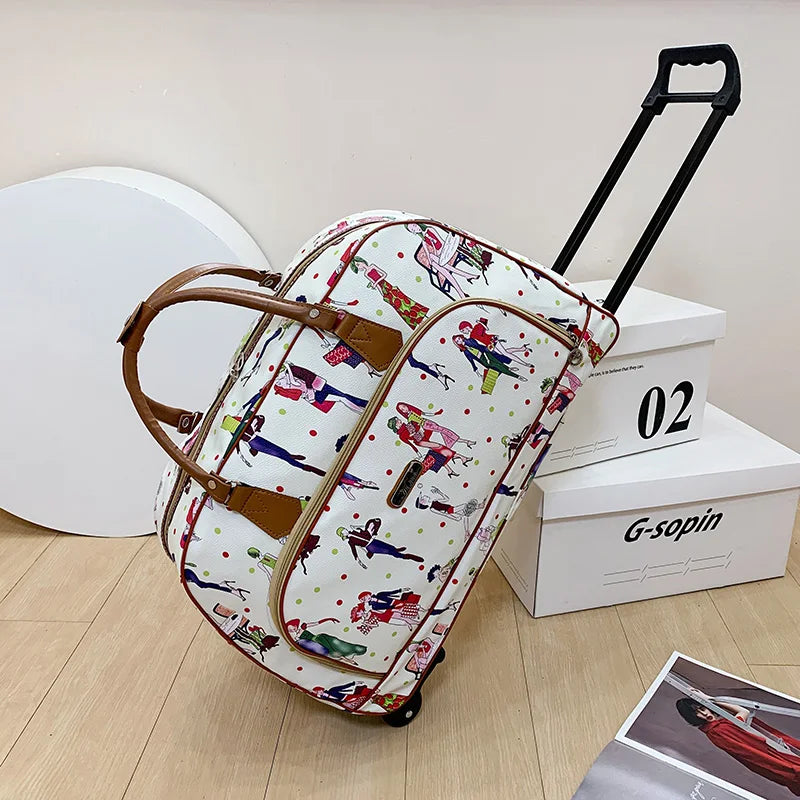 Large Capacity Women Travel Suitcase Trolley Bags Wheeled Bag Oxford Waterproof Rolling Luggage Travel Bag With Wheels