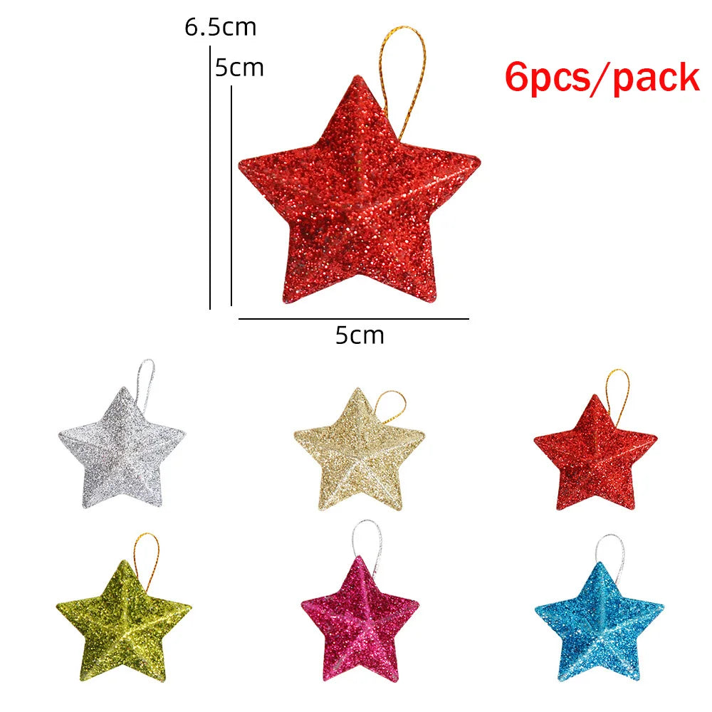 Christmas decoration pendant, Christmas tree decoration, golden three-dimensional star pendant