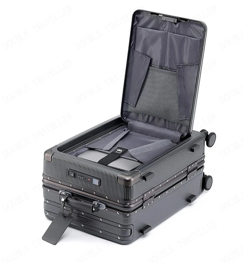 Aluminum Frame Luggage Password Carry on Luggage with Wheels Quiet Universal Wheel Fashion Travel Box Pull Rod Box