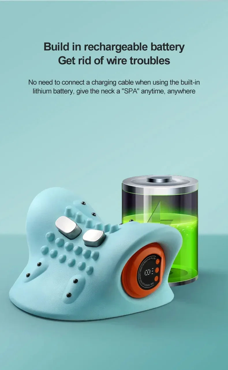 Electric Cervical Massager Neck Shoulder Stretcher Relaxer Chiropractic Traction Device Massage Pillow Cervical Spine Correction