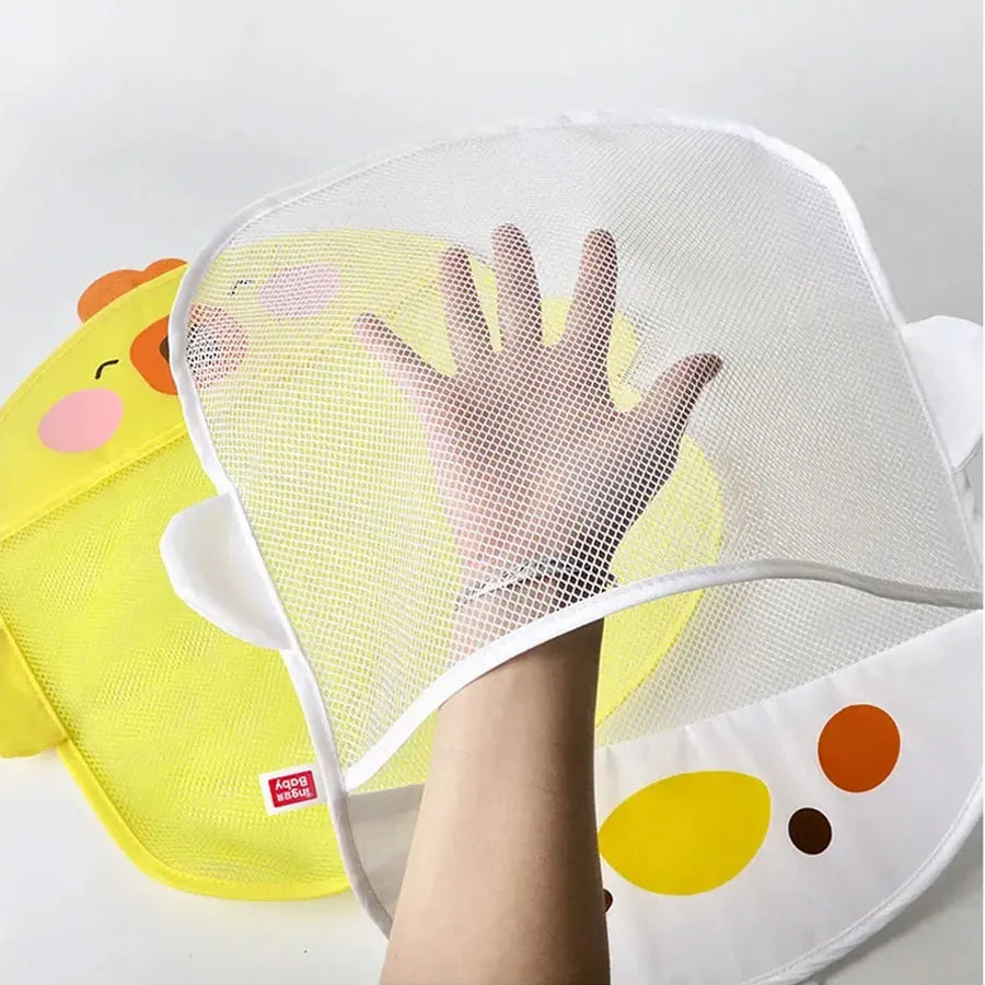 Cartoon Cute Multiple Storage Network Quick Drying Baby Bath Toy Storage Bag Bathroom Bath Bag with Suction Cup Hanging Bag