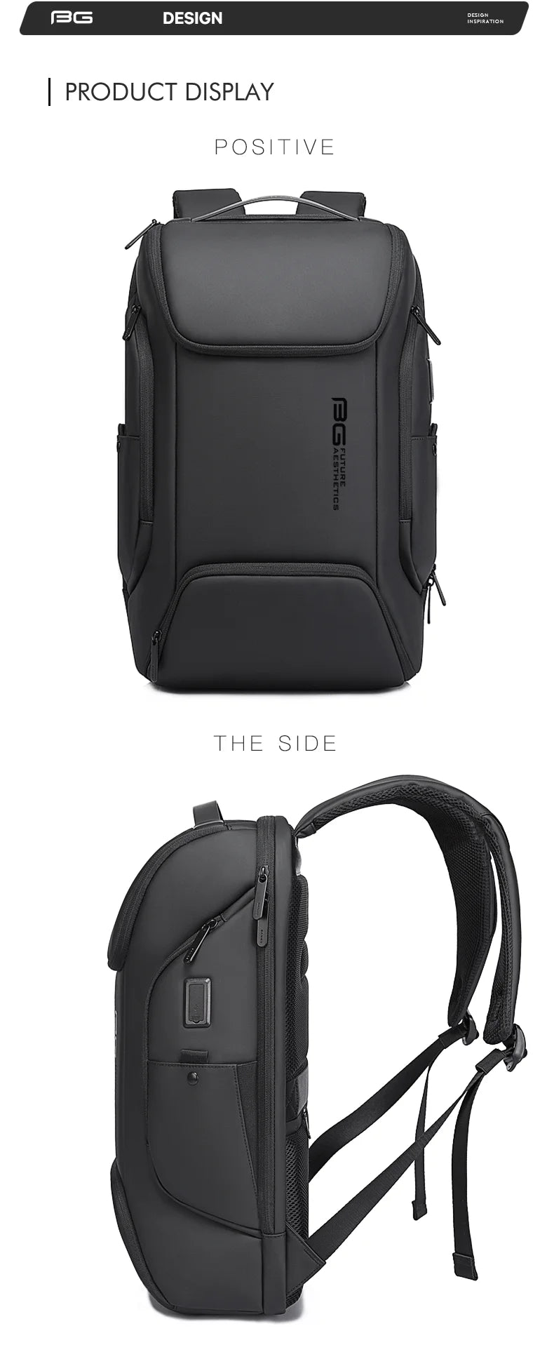 BANGE Business USB Charging Smart Backpacks Fits 15.6 Inch Laptop Commute Backpack WaterProof Carry On Bag for Men Travel Bags