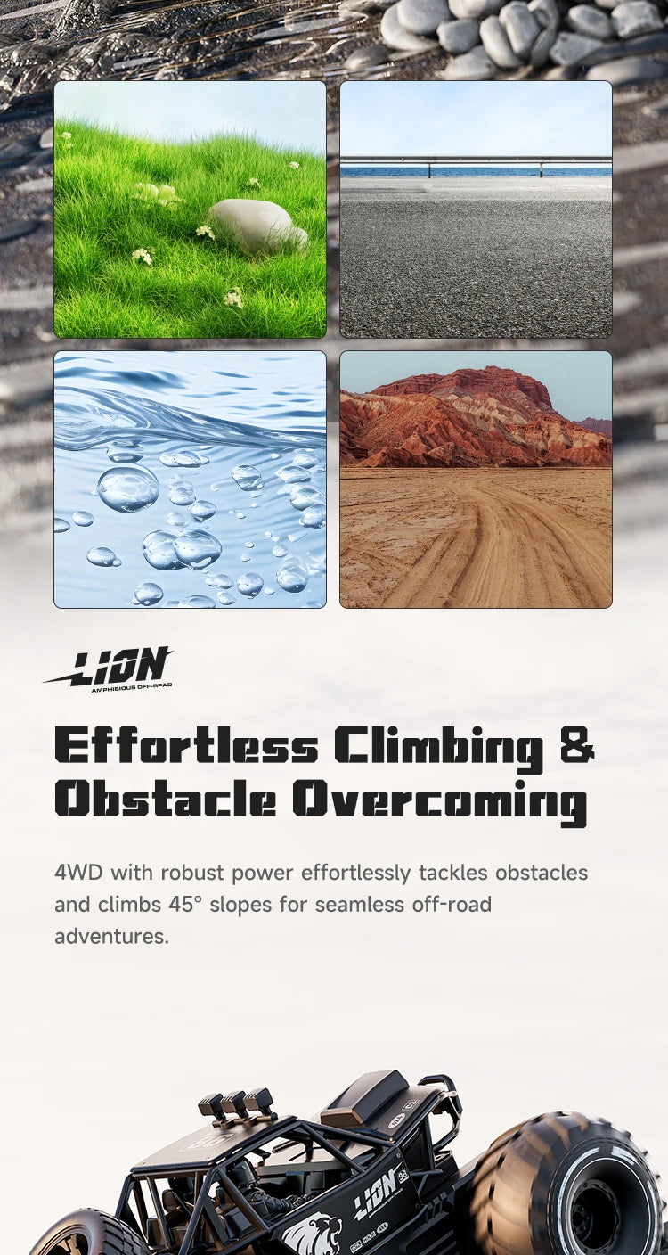 4DRC New Y10 Remote Control Car 2.4G Rc Boat Waterproof Amphibious Stunt Car 4WD All Terrain Truck Toys for Kids Birthday Gifts