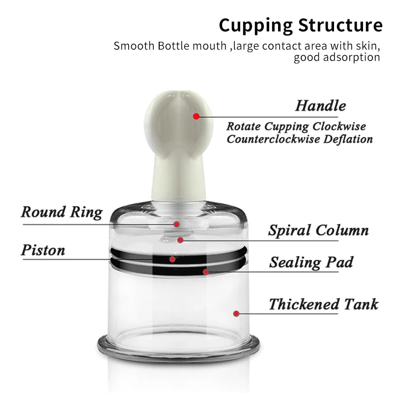 4 Sizes Cupping Therapy Set Body Massage Vacuum Rotating Handle Portable Twist Pump Suction Vacuum Nipple Suckers Cupping Cups