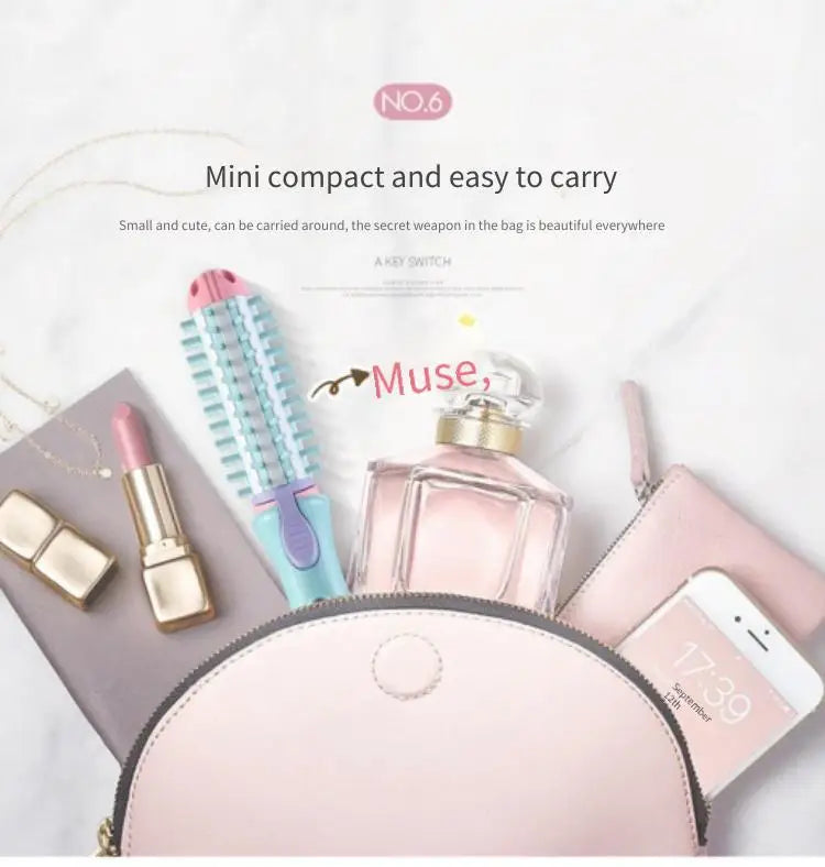 2 In 1 Mini Electric Hair Straightening Curling Iron Set 220V Scald Proof Ionic Hot Comb Hair Styler Travel Hair Styling Tools