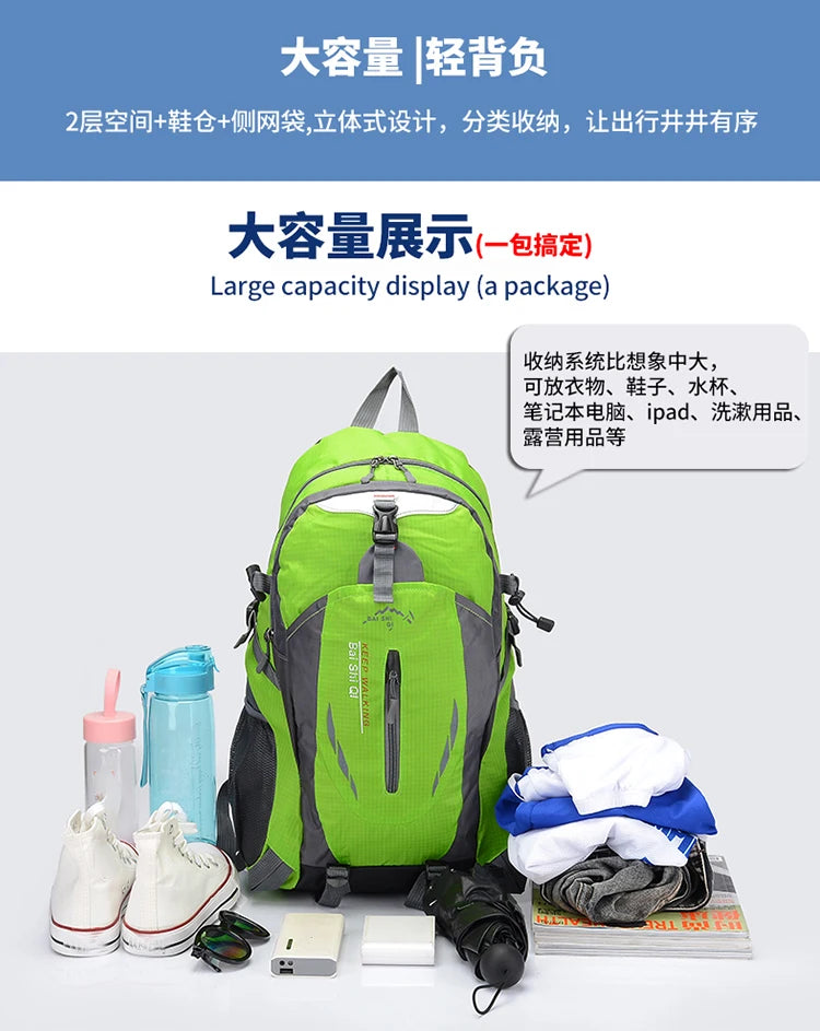 New Camping Backpack 40 Liters Large Capacity Travel Canvas Bag Outdoor Mountaineering Hiking Travel Bag