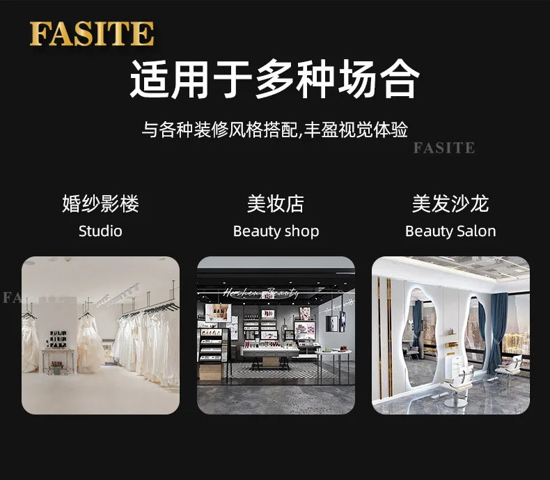 Rose gold, double-sided floor-to-ceiling  , barber shop mirror table, special perm and dyeing  , full-body hair cutting mirror.