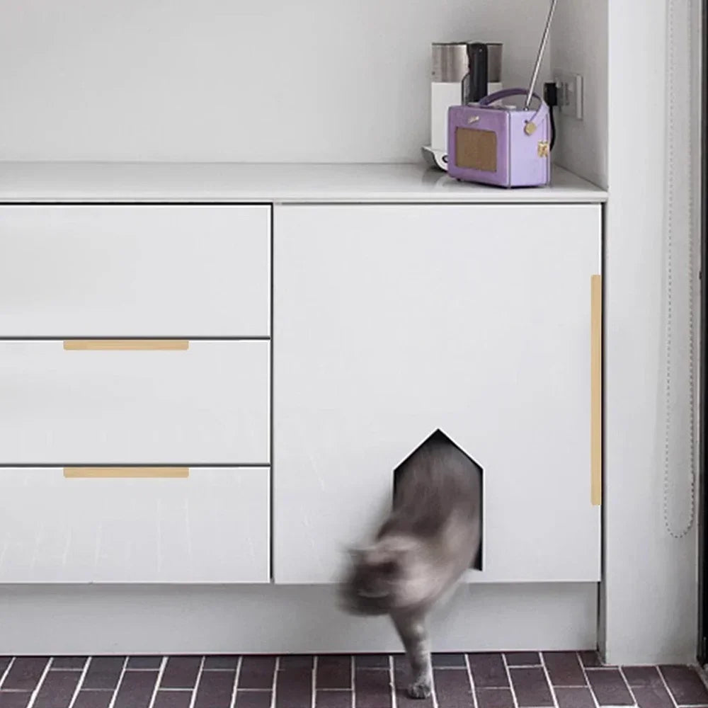 Hidden Furniture Handles Matte Black Gold Silver Kitchen Cabinet Pull Wardrobe Pull Not punched Handles for Cabinets and Drawers