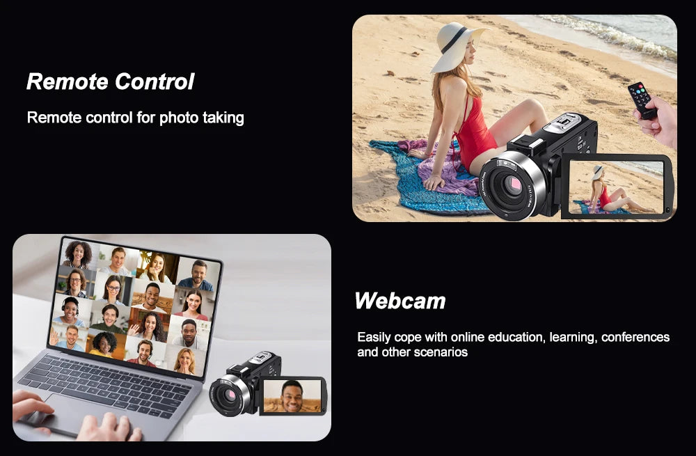 4K Portable Digital photography Camera 2 in1 Photo Video Record DV Travel Video Camera 18X Zoom 3'' Rotatable Screen With Flash