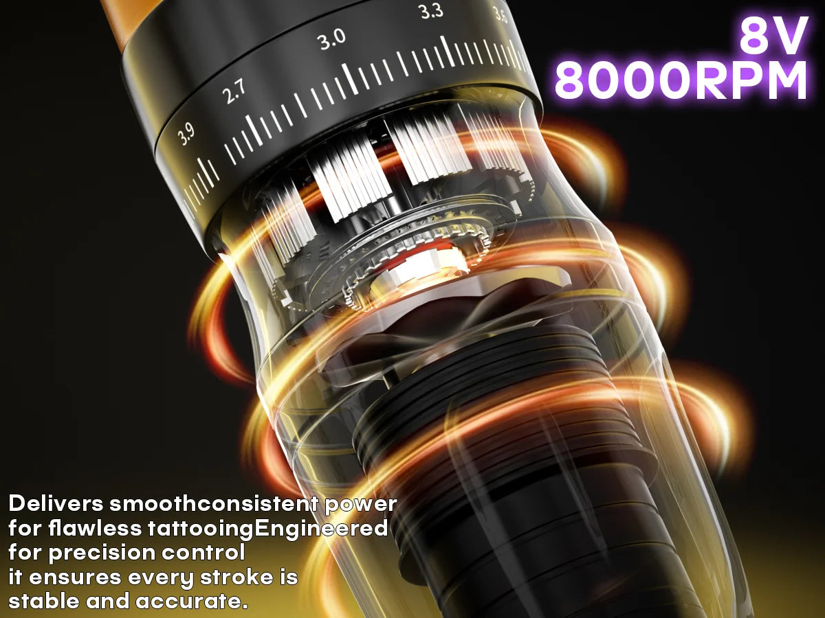 Tattoo Kit POSEIDON V5 New Yellow Tattoo Pen Kit For Permanent Makeup Tattoo Machine Kit Adjustable Wireless Tattoo Gun Kit