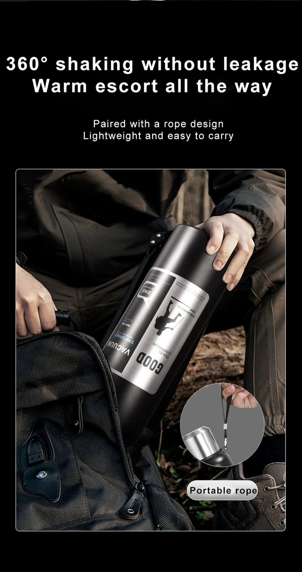 1000ML Stainless Steel Thermos Bottle Keep Cold and Hot Insulated Cup Sport Thermal Water Bottle Outdoor Campping Vacuum Flasks