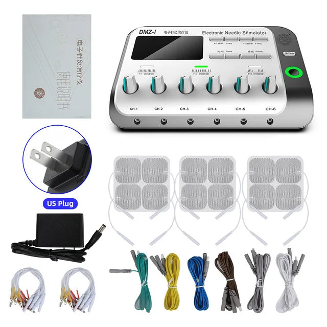Electric Muscle Stimulator 6 Output Channel Electroacupuncture Acupuncture Needle Physiotherapy TENS Machine Relax Massager Pads