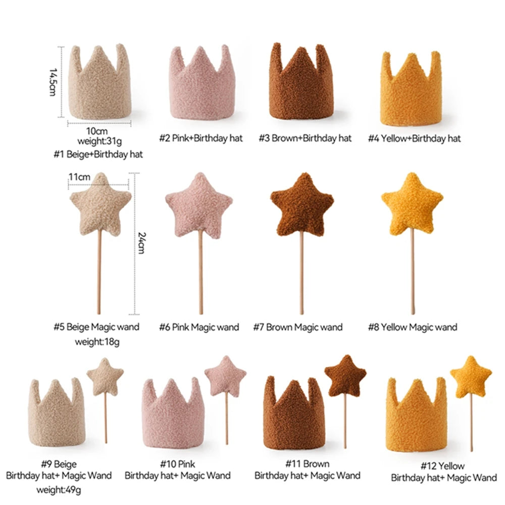 Baby Teddy Velvet Balloon Crown Hat Headwear Star Fairy Stick Happy Birthday Party Decoration Newborn Photography Accessories