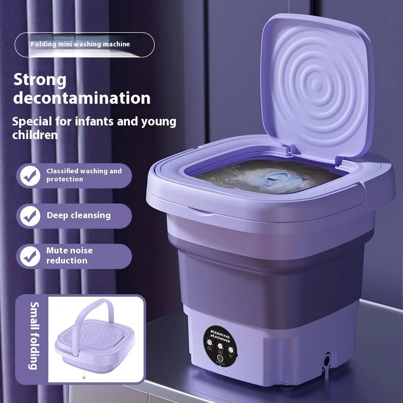 8L Portable Small Foldable Washing Machine with Spin Dryer For Socks Underwear Panties Washer Household Mini Washing Machine