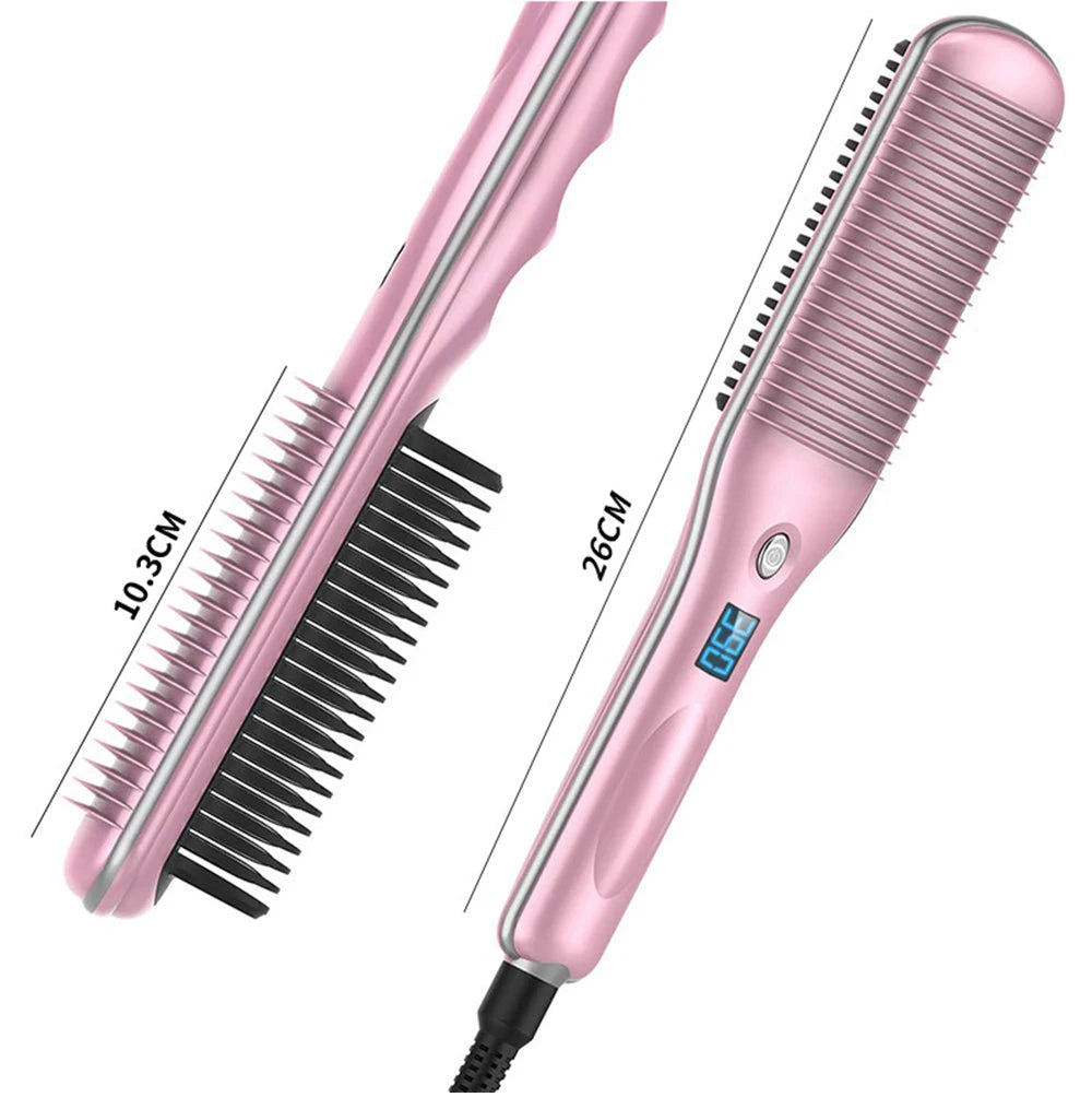 2 in 1 Hair Straightener Brush 30' Heats up Anti-scald Straight &Curler Dual-use 110-240V Straightening Splint inner Buckle Iron
