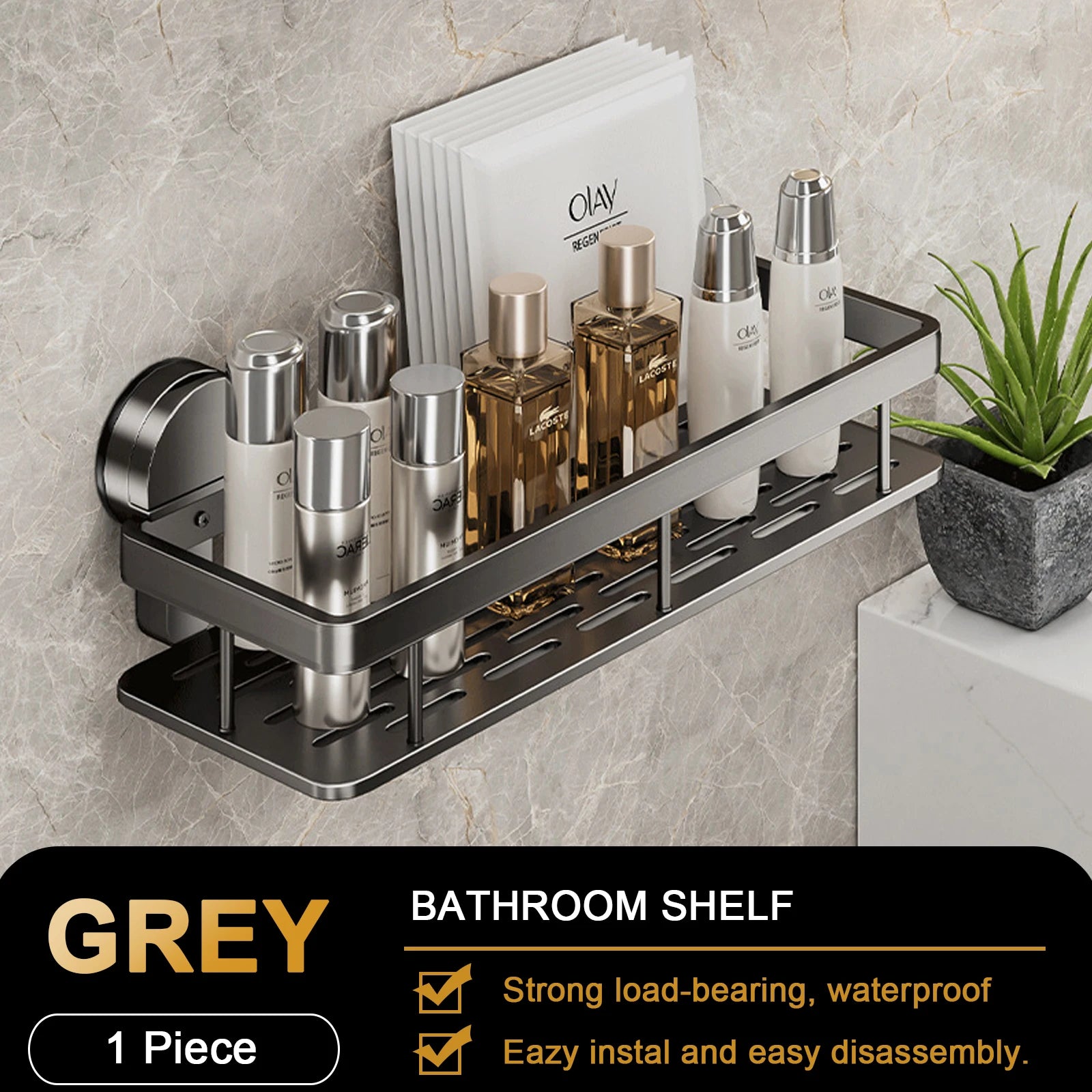 Bathroom Suction Cup Storage Rack Without Drilling Kitchen Toilet Shower Room Shampoo Holder Wall Mount Organizer Bathroom Shelf