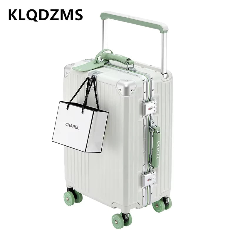 KLQDZMS Carry-on Travel Luggage 20"24"28 Inch Aluminum Frame Large Capacity Trolley Case PC Boarding Box Multi-function Suitcase