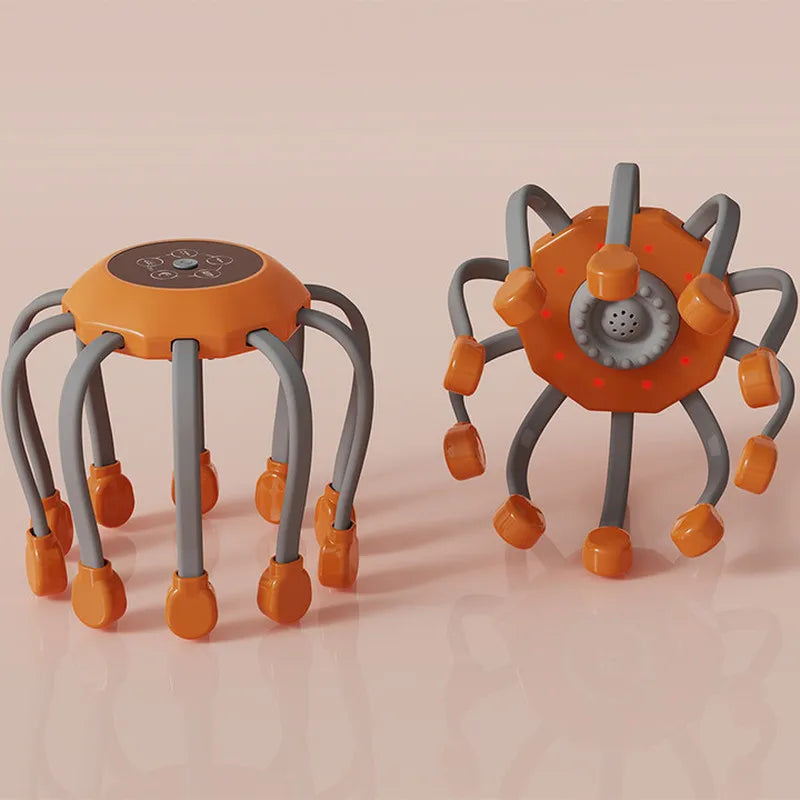 New Vibration Rechargeable Full Head Massager Spider Sleep Aid Electric Head Massage Machine Relieve Fatigu Relax Health Care