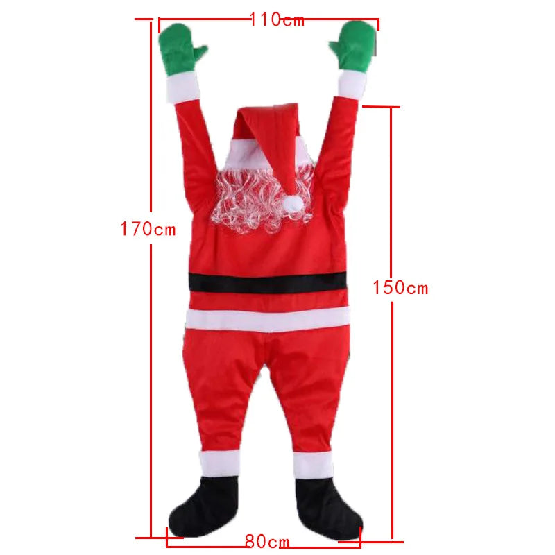 1.7M Shining Santa Claus Wall Climbing Christmas Velvet Santa Claus Hanging Window Hanger Decor WallDoor Xmas Outdoor Chimney De