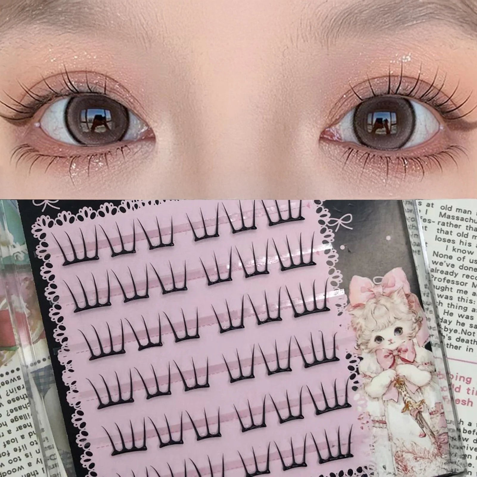 Glue-free Korean Style False Eyelashes Girl Group Fashion Eyelash Extension Natural Manga Segemented DIY Lashes Large Capacity