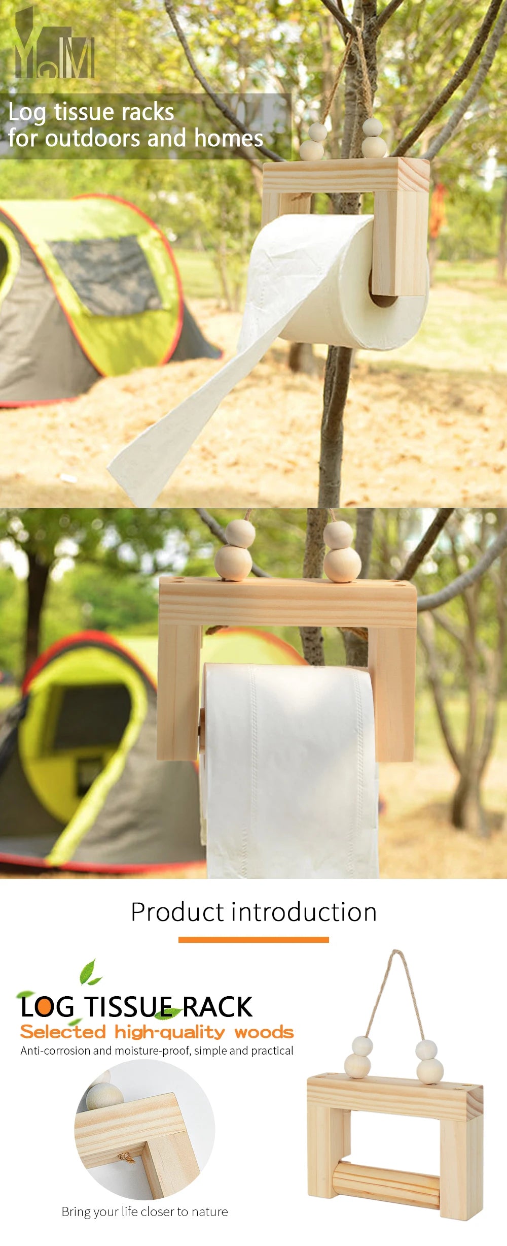 Nail-free Paper Towel Holders Rack Bathroom Towel Hook Toilet Paper Holder Towel Rack Beige Hemp Color