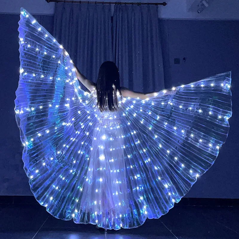 LED Luminous Butterfly Wing Belly Dancing Performance Costumes Stage Show Christmas Party Lighting Cloak Luminous Butterfly Wing