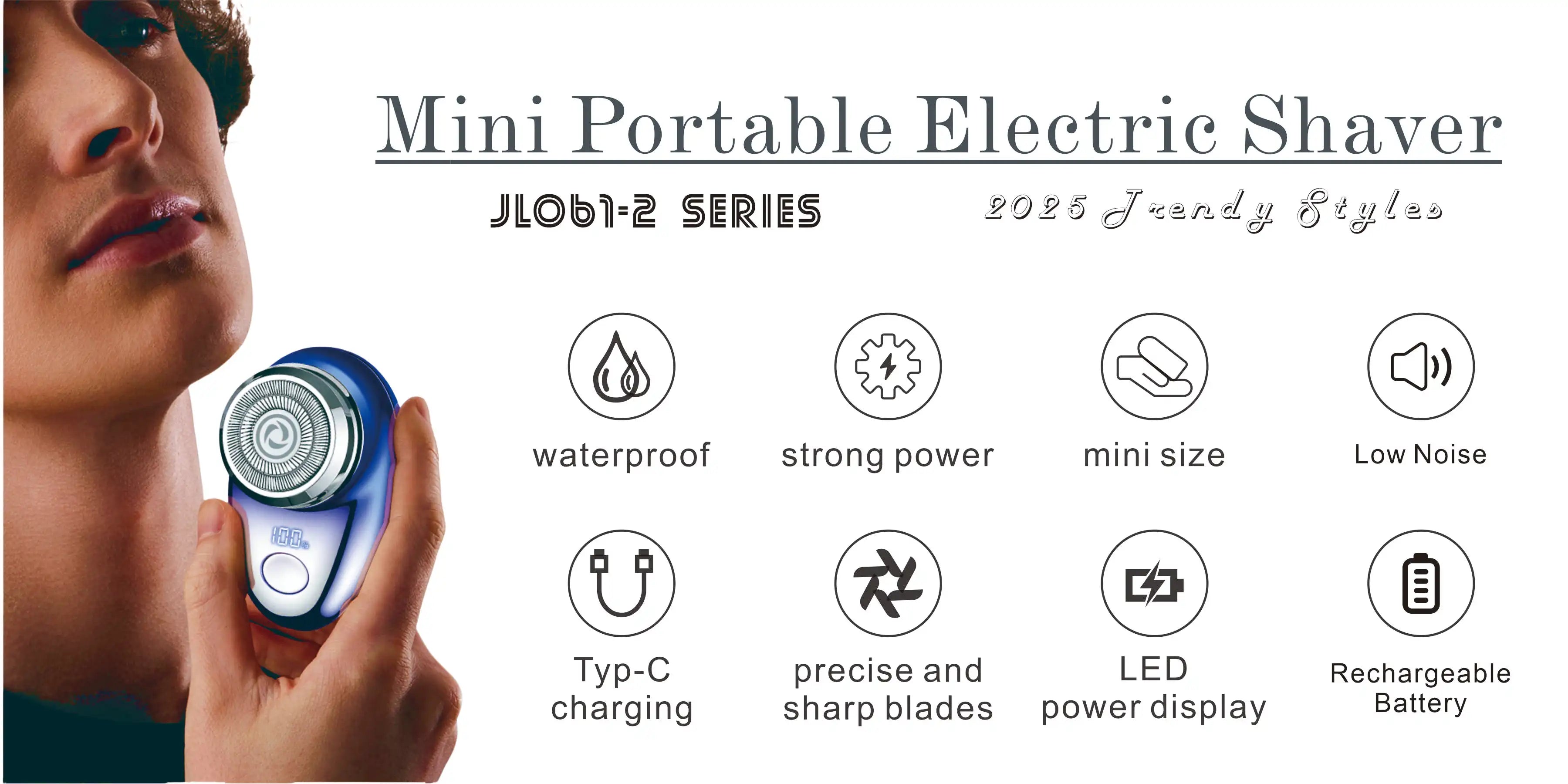 Mini electric shaver, portable powerful storm shaver, USB charging, intelligent battery display, lightweight shaver