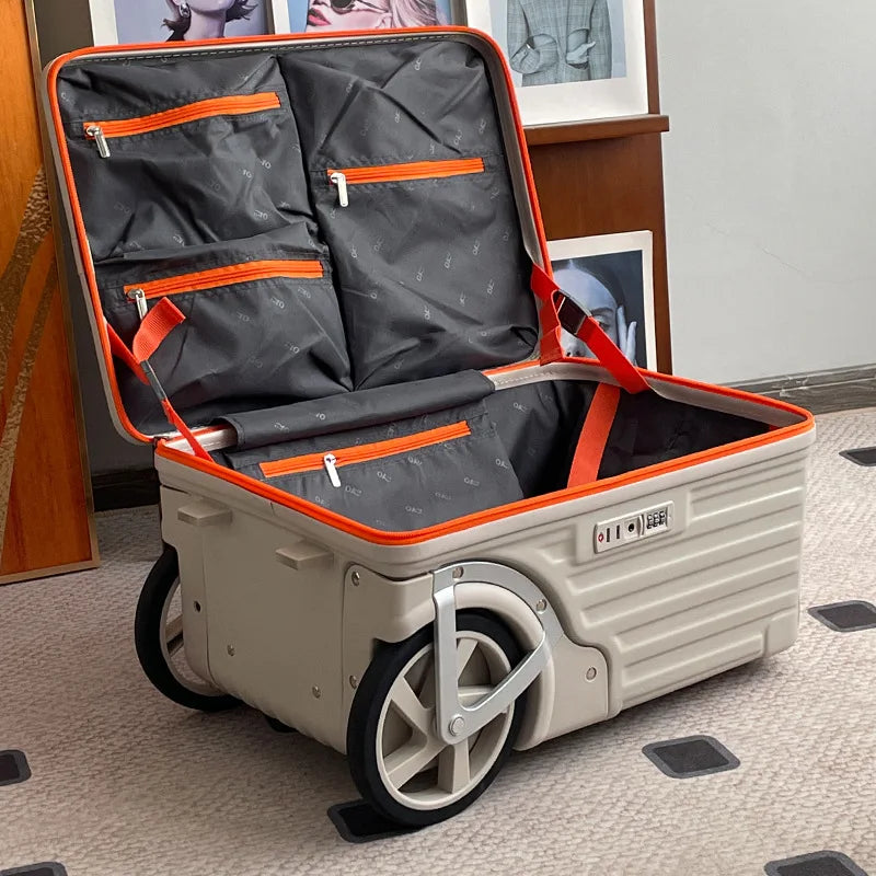 New 24 inch side opening luggage compartment with oversized wheels and 20 inch boarding case, large capacity travel suitcase