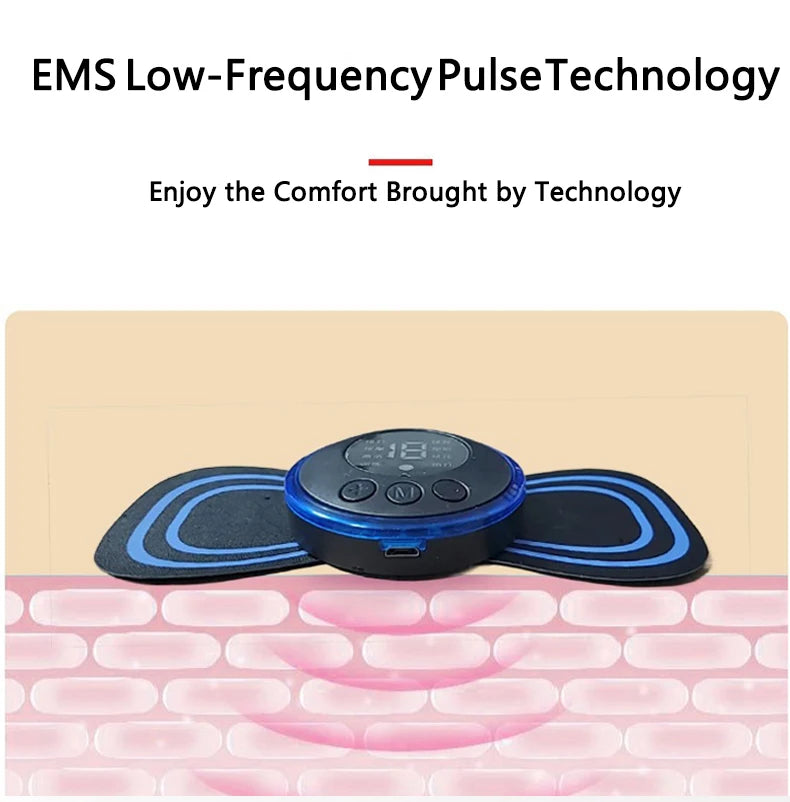 Portable Mini Massage Pad Muscle Pain Relief Micro Current Relieve Fatigue Rechargeable 8 Modes 19 Levels Slim Gel Massage Pad