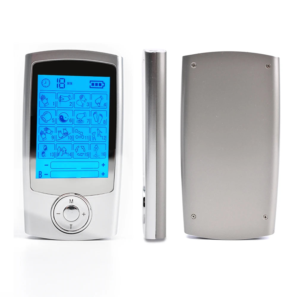 TENS Machine EMS Muscle Stimulator USB Charging for Pain Relief Treatment Using 16 Mode Dual Channel Electronic Pulse Massager