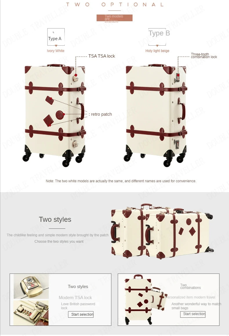 20/22/24''26 inch Luggage set woman Travel Suitcase Set Universal Retro password rolling luggage case middle size luggage