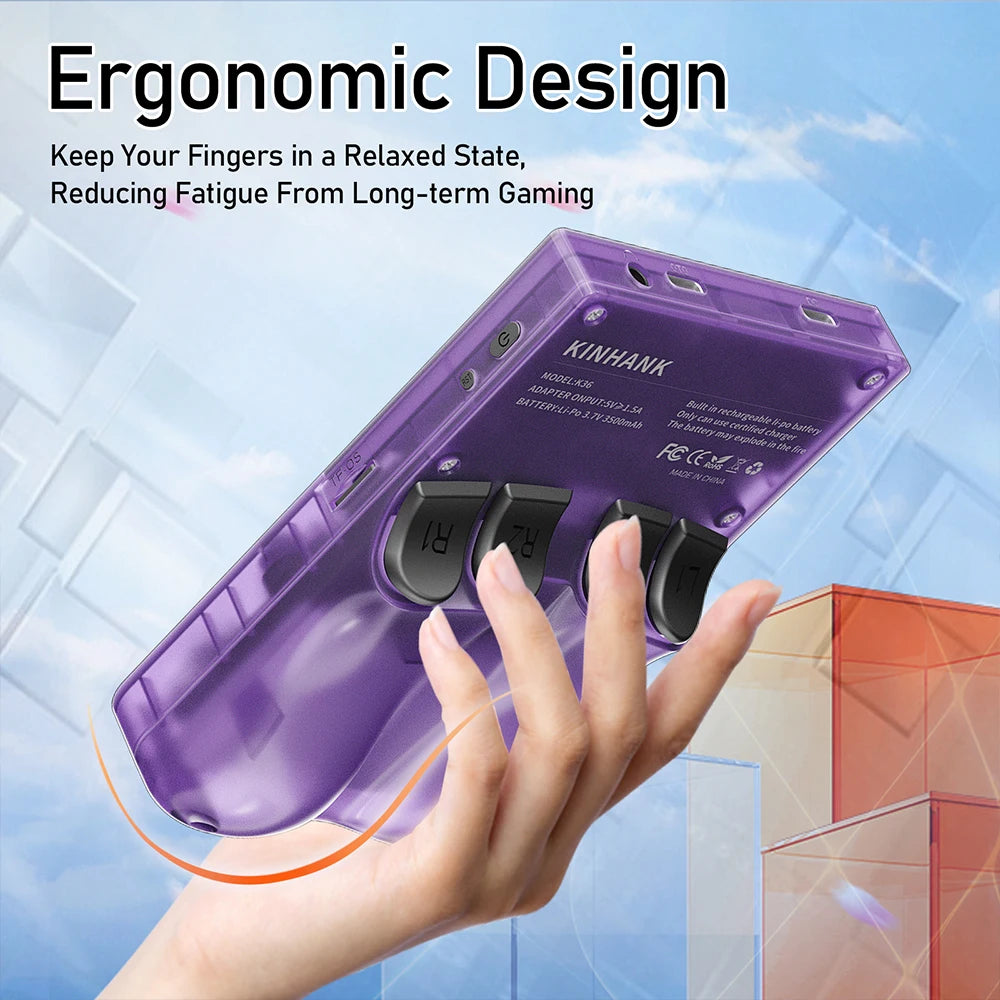 KINHANK K36 Retro Handheld Video Game Console 500nit 3.5 Inch IPS Screen 16000 Games Emulator for PS1/PSP/DC/N64/SS