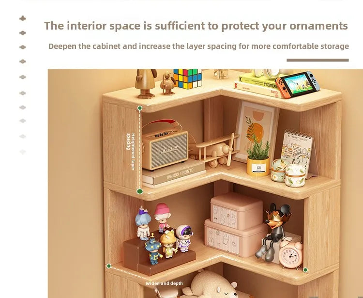 Solid Wood Corner Bookshelf Integrated Shelf Against The Wall Floor Narrow Cabinet Household Corner Storage Shelf Bookcase