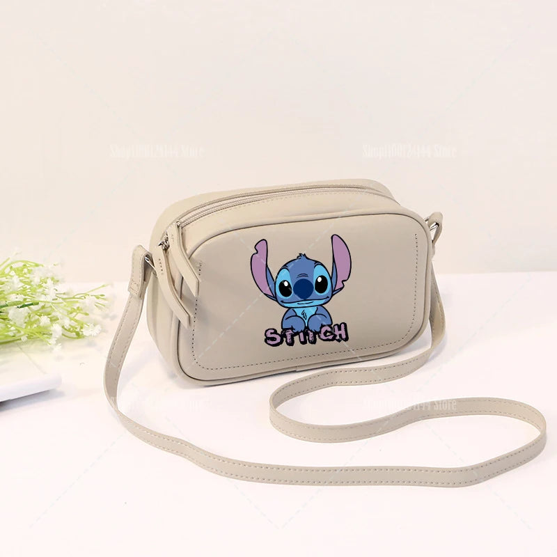 Lilo & Stitch Women Crossbody Zipper Mobile Phone Shoulder Bag Female Handbag Cartoon Multifunction Small Bag Lady Purse Gift