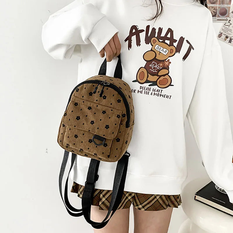 Velvet Mimi Backpack for Kids New Cute Print Zipper Princess Girl Travel Bags Korean Fashion Simple Student School Bags