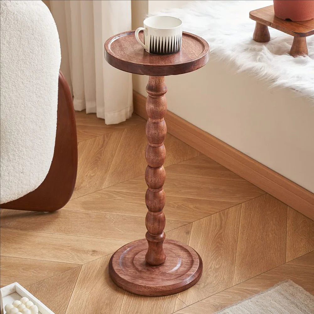 Solid Wood Corner Side Table Luxury Multi-Functional Table for Sofa/Bedside With Storage Shelf Candle Holder Modern Living Room
