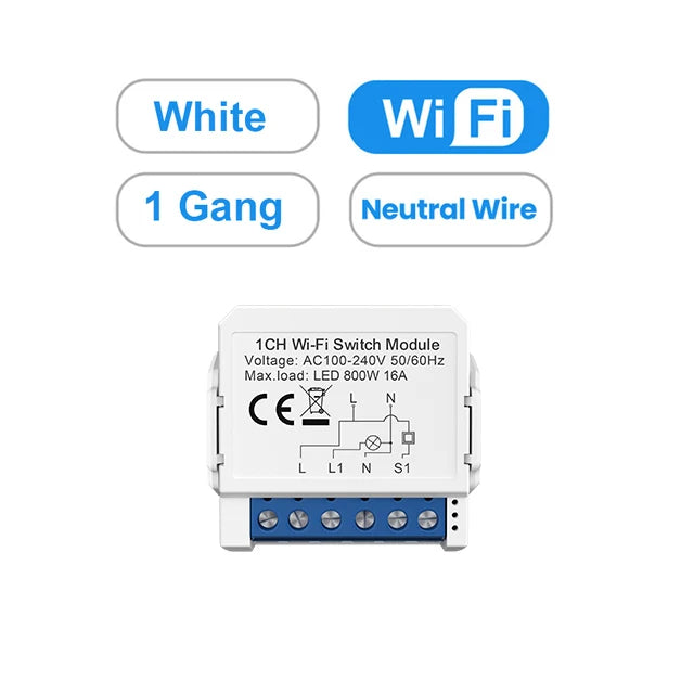 AVATTO Tuya WiFi Zigbee Smart Light Switch Module，Neutral Wire/No Neutral Wire Control DIY Breaker Work For Alexa, Google Home