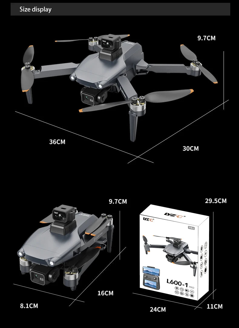HOT-Professional 8K HD Dual Camera New L600-2 MAX GPS Drone 5KM 3-Axis Gimbal 360 Obstacle Avoidance Brushless Quadcopter Toy