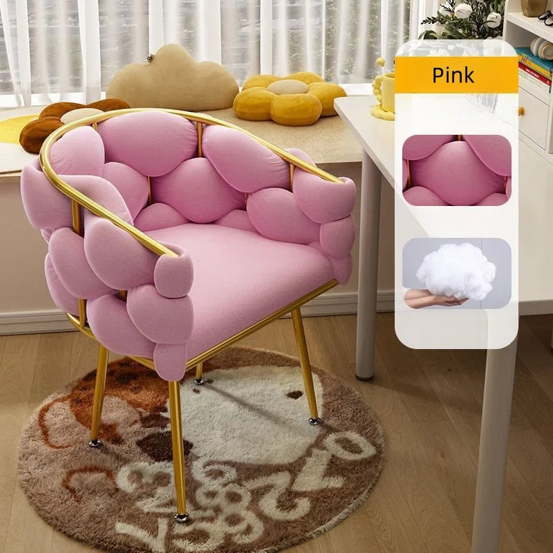 Nordic Metal Living Room Chair For Living Room Soft Upholstered Backrest Chairs Light Luxury Back Leisure Household Armchair