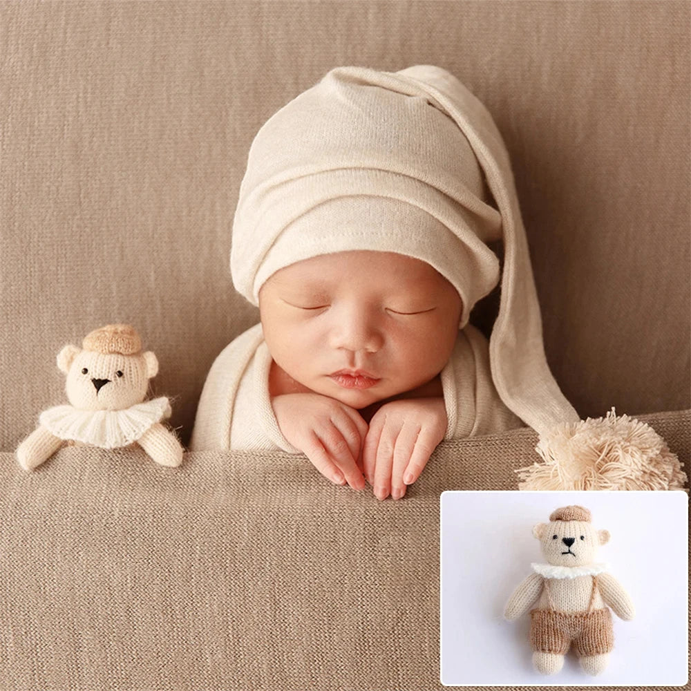 Baby Photography Animal Doll Newborn Photo Hand-Knitted Teddy Bear Props Studio Photo Cute Animal Seahorse Hair Toy Accessories