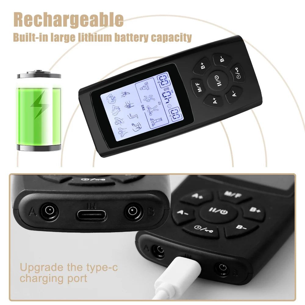 Tens Electroestimulador Pulse Acupuncture Massager 40 Levels EMS Muscle Stimulators Relaxation Medical Pain Relief with 10 Pads